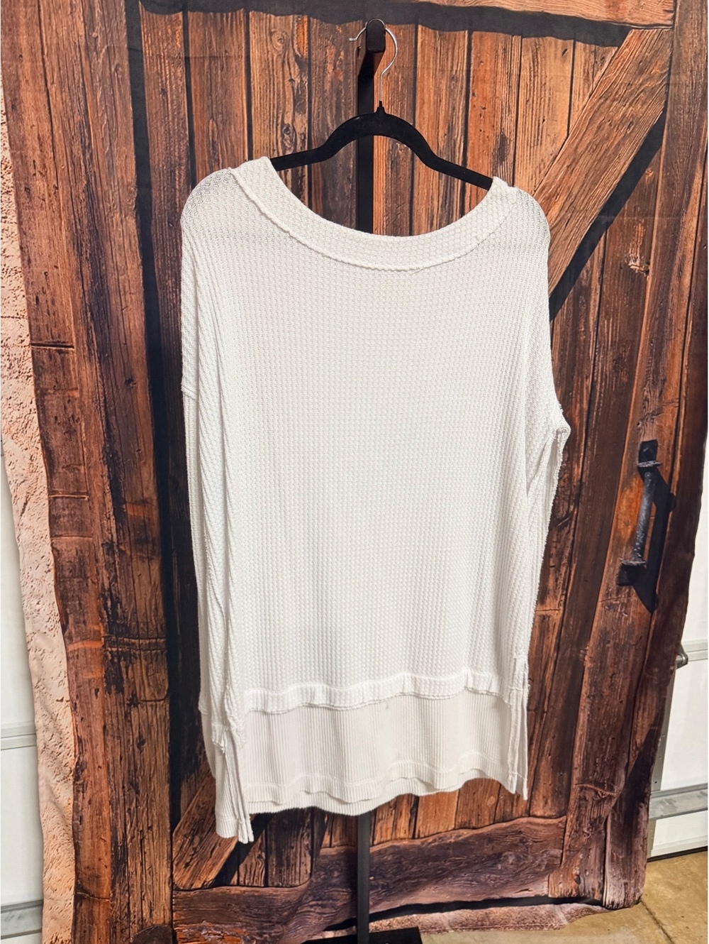 We The Free Small White Waffle Knit Long Sleeve Top